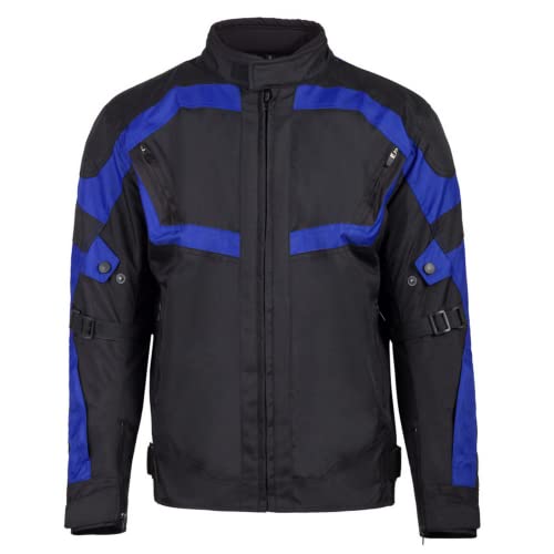 URBAN 5884 Herren Motorradjacke aus Cordura, wasser- und winddicht, Motorradjacke für alle 4 Jahreszeiten mit herausnehmbarem Thermofutter, Schwarz/Blau, 4XL