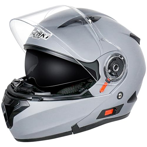 NENKI Helm Motorrad, Motorradhelm Zertifiziert nach ECE 22.06, Klapphelm Motorrad Herren, Grauer Helm, XXL(63-64 cm)