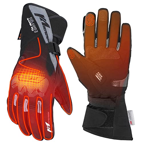 KEMIMOTO Beheizbare Handschuhe, Beheizte Handschuhe Motorrad mit 2500mAh Akku, Beheizte Winter Motorradhandschuhe für Herren und Damen, Ideal für Motorradfahren,Skifahren,Outdoor-Aktivitäten usw