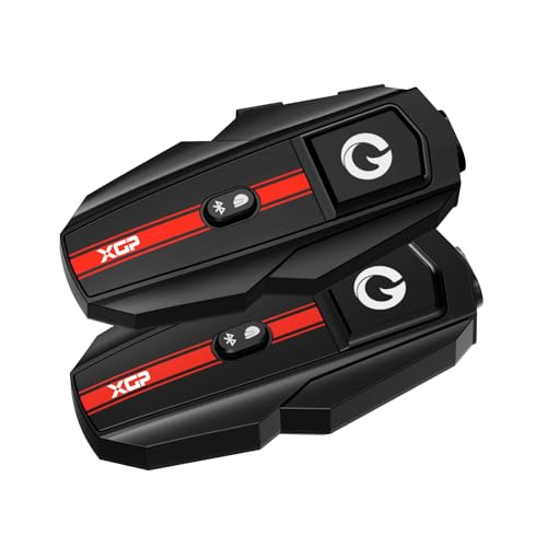 XGP Motorrad Headset Bluetooth V5.2 mit Musik Sharing, 2 Personen Motorradhelm kommunikationssystem mit IP67 wasserdicht, Helm intercom Motorrad mit Hi-Fi-Lautsprechern für ATV, Doppelpack