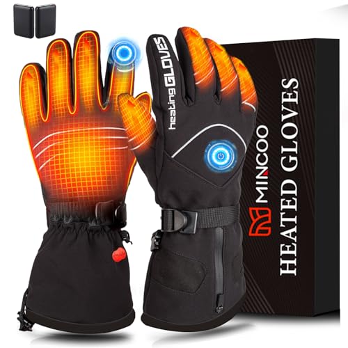 Mincoo Beheizte Handschuhe Herren Damen,Wiederaufladbar Beheizbare Winter Handschuhe Mit 7.4v/2700mah Akku Mit 3 Einstellbarer TemperaturFüR Skifahren Wandern Radfahren Motorrad (XXL)