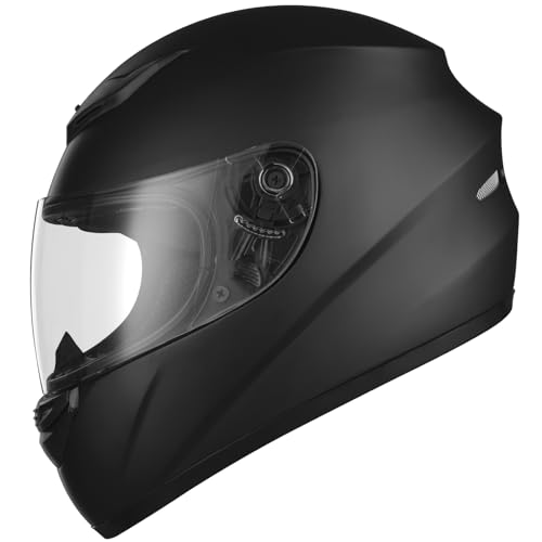 Favoto Motorradhelm Integralhelme für Erwachsene Vollvisierhelm Mopedhelm für Herren Damen Atmungsaktiv ECE Zertifiziert M (57-58cm) Schwarz