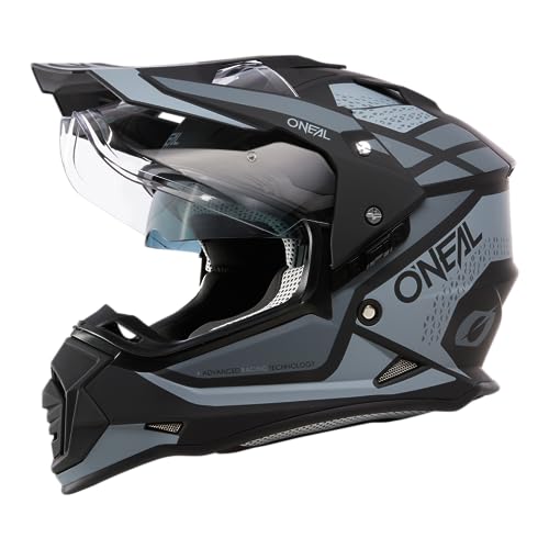 O'NEAL | Motorradhelm | Enduro Motorrad | Ventilationsöffnungen für maximalen Luftstrom & Kühlung, integrierte Sonnenblende | Sierra Helmet R V.24 | Erwachsene | Schwarz Grau | Größe XXL