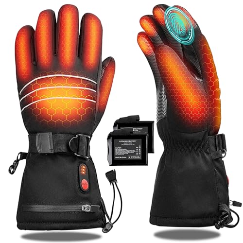 ZUMLLOMA Akku Beheizbare Handschuhe für Herren Damen, 7.4V Elektrische Beheizte Handschuhe, Winter Touchscreen Handschuhe Beheizbar für Ski, Motorrad, Fahrrad, Jagd, Outdoor (XL)