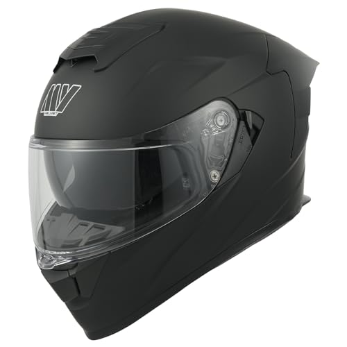 MY Motorrad Integralhelm Vollvisierhelm Mopedhelm mit Sonnenblende für Damen Herren,ECE 22.06 Genehmigung,Modell MY-936 (Mattschwarz, M)