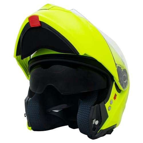 Zorax Gelb XXL (63-64cm) Klapphelm Integralhelm mit Doppelvisier Motorradhelm Damen und Herren ECE 2206 Genehmigt