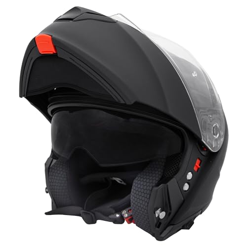 Zorax Mattschwarz XXL (63-64cm) Klapphelm Integralhelm mit Doppelvisier Motorradhelm Damen und Herren ECE 2206 Genehmigt