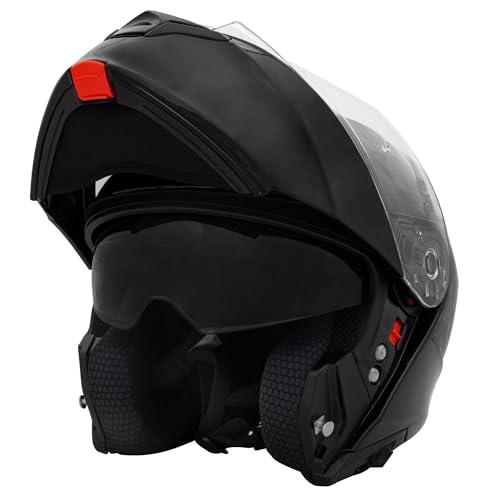 Zorax Schwarz XXL (63-64cm) Klapphelm Integralhelm mit Doppelvisier Motorradhelm Damen und Herren ECE 2206 Genehmigt