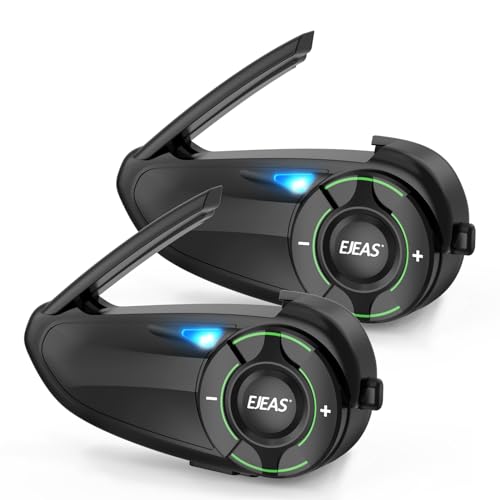 EJEAS Q8 Mesh Motorrad Bluetooth Headset, Helm Intercom für bis zu 6 Motorradfahrer Kommunikationssystem mit 800m Reichweite Headset Motorradhelm mit Starke Anti-Interferenz-Fähigkeit