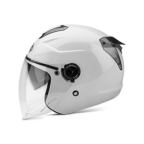 LIONCIANO Helm Für Erwachsene Mit Doppelvisier, 7-Absätze-Sicherheitsschnalle, Abs-Schale Kombiniert Mit Eps-Pufferschicht Für Besseren Fahrschutz(Weiß, 56-60CM)