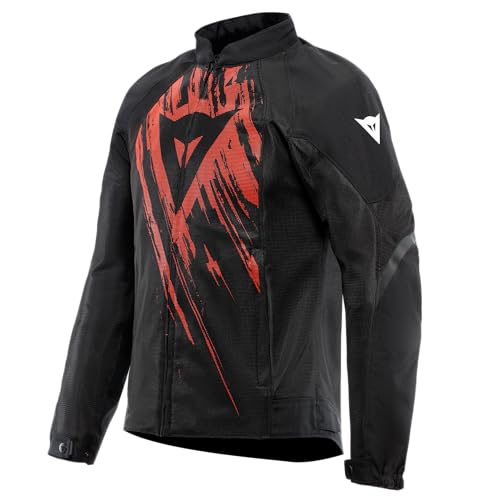 Dainese - Air Graphics Tex Jacket, Sommer Motorradjacke, belüftet und leicht, mit weichen Protektoren an Schultern und Ellenbogen, Mann, Schwarz/Rot Tarmac, 48