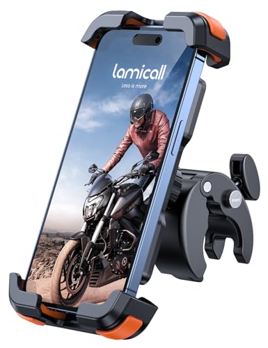 Lamicall Handyhalterung Motorrad, Handyhalter Fahrrad - 2024 Universal 360° Lenker Halter für iPhone 16 15 14 Pro Max Plus, SE, 13 12 Pro Max Mini, 11 Pro Max, Xs, XR, X, 8, 7, Samsung S23, Smartphone