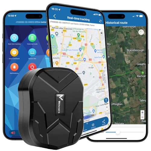 Winnes GPS Tracker 4G, 100 Tage Standby Ortungsgerät, Starker Magnet, Echtzeit-Tracking, Kostenlose App, Wasserdichter Tracker, GPS-Sender für Auto, LKW, Motorrad, Gefrierschrank