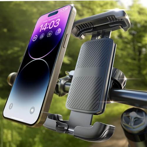 LISEN Handyhalterung Fahrrad E Scooter Handyhalterung, Handyhalterung Motorrad, Fahrrad Zubehör [1s Schnellspanner] Smartphone Halterung Fahrrad für iPhone Samsung Alle 4.6"-7.2" Smartphones Ebike