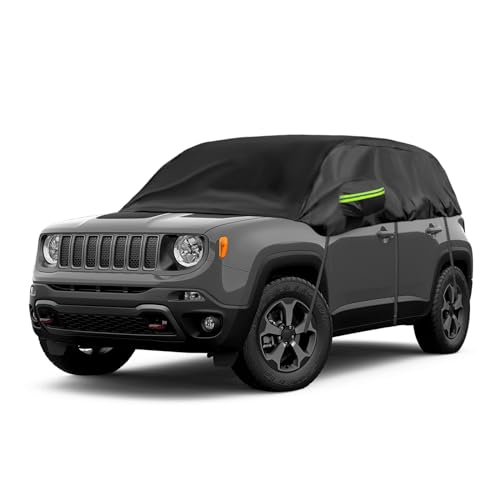 Halbgarage Autoabdeckung Wasserdicht Passend für Jeep Renegade 2015-2024, Atmungsaktiv Autoplane Regen Sonne Schnee Auto Abdeckplane Abdeckung