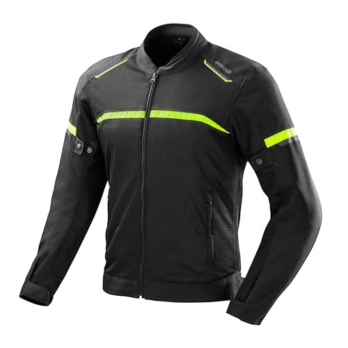 OZONE MOTO Neo Air Motorradjacke Herren | Textil | Ellbogen und Schulterprotektoren Stufe 1 | Rückenprotektortasche | Große Mesh Belüftungspaneele