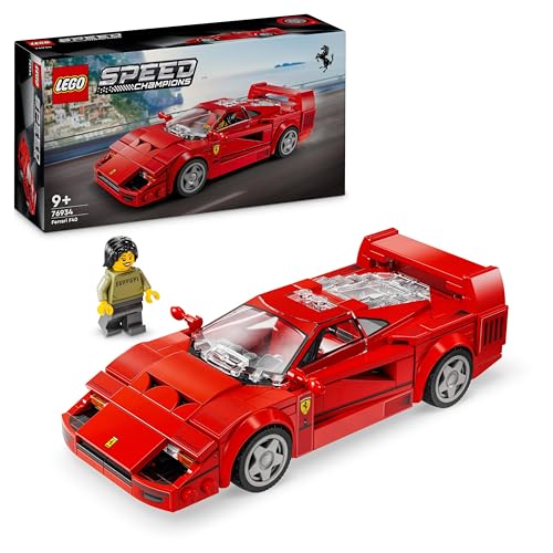 LEGO Speed Champions Ferrari F40 Supersportwagen, Spielset mit baubarem Spielzeugauto und Fahrer-Minifigur, Bauset zum Sammeln für Kinder, Geschenk für Jungen und Mädchen 76934