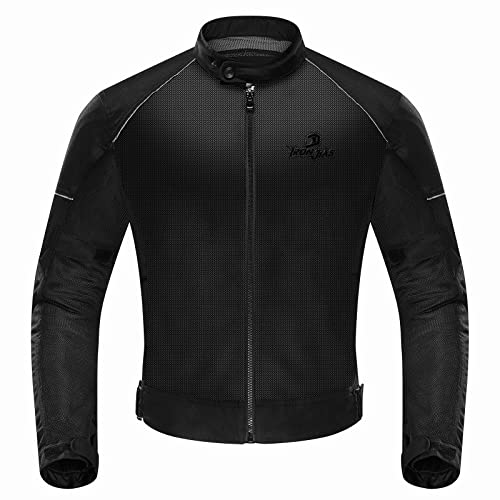 IRON JIA’S Motorradjacke Herren Abnehmbare Zertifizierte Motorradprotektoren Sommer Reiten Mesh atmungsaktiv komfortabel Herren Biker Jacke Schwarz-XL