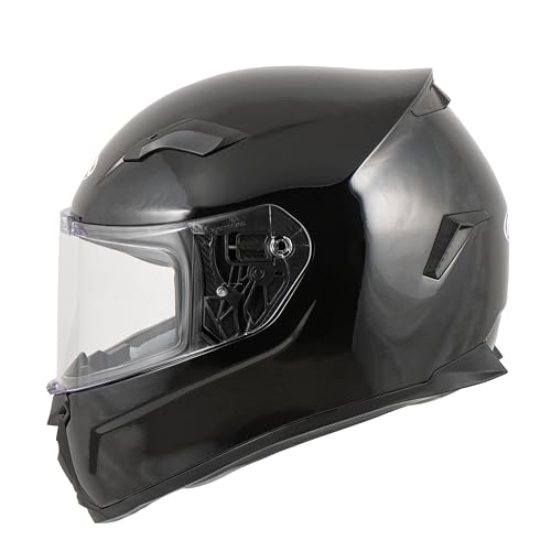 MTR S-6 Evo Integralhelm, Motorradhelm ECE 22.06 Zertifiziert - Maximale Verkehrssicherheit, Robuster & Leiser Motorrad Helm, Kinn & Kopf Belüftung, Ratschenverschluss, Klares Visier, Schwarz, XXL