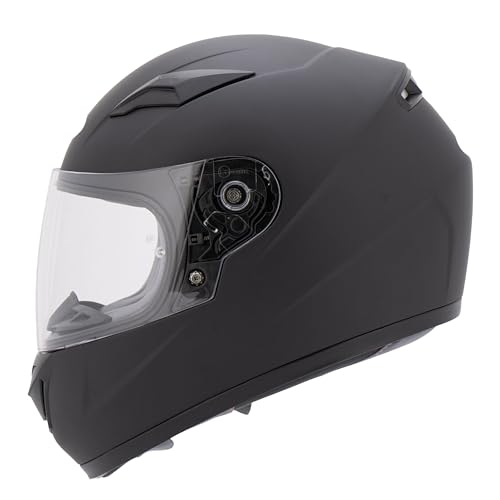 MTR S-12 Kids Evo Motorradhelm Kinder, Kinderhelm Motorrad ECE 22.06 Zertifiziert - Maximale Verkehrssicherheit, Robuster & Leiser Kinder Motorradhelm, Ratschenverschluss, Klares Visier, Schwarz, YS