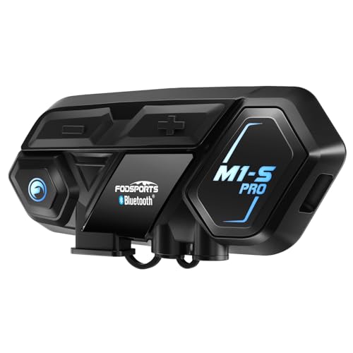 M1-S Pro Motorrad Bluetooth Headset,Unterstützt Anrufe mit bis zu 8 Fahrern im Umkreis von 2 km,Verbindung mit einem Klick/Musik-Sharing/Freisprecheinrichtung/Stereo-Musik/GPS/2 Mikrofone&Clip