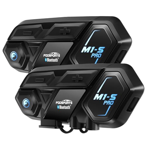 M1-S PRO Motorrad-Sprechanlage,Bluetooth-Helm-Headset-Paar mit Musik-Sharing,2000 M Kommunikationssystem,8-Personen-Sprechanlage,Wired Multitask Audio,Sprachsteuerung,HD Lautsprechern(Doppelpack)