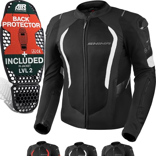 SHIMA MESH PRO 2.0 Motorrad Jacke Herren mit Protektoren AIRFORCE Rückenprotektor Motorradjacke Sommer Schulter Protektor Ellbogen Textiljacke Schutzjacken Protektorenjacke (Männer, Weiß, L)