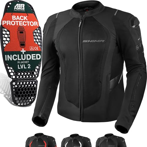 SHIMA MESH PRO 2.0 Motorrad Jacke Herren mit Protektoren AIRFORCE Rückenprotektor Motorradjacke Sommer Schulter Protektor Ellbogen Textiljacke Schutzjacken Protektorenjacke (Männer, Schwarz, XXL)