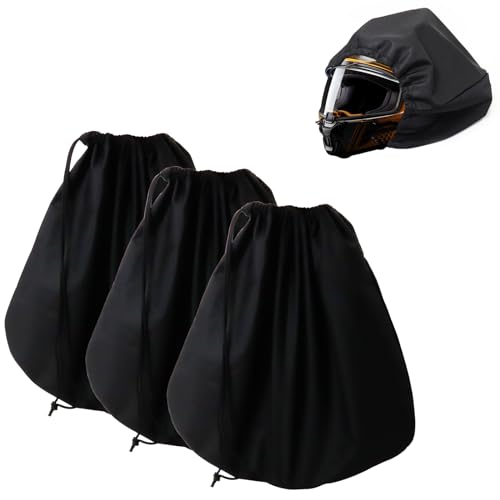 Helmbeutel Motorrad Helmtasche - 3 Stück Motorradhelm Tasche mit Kordelzug Helmsack Motorradhelm Helmrucksack Wiederverwendbar Helmtaschen 47 * 43cm Sporttasche für Fahrradhelme, Skihelme…