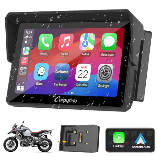 2024 Carpuride W502B Motorcycle Carplay Screen for BMW R1200GS R1250GS S1000XR Motorcycle, 5 Zoll Waterproof Touchscreen, Portable Carplay/Android Auto GPS Navigation for Motorbike, Dual Bluetooth