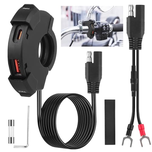 Mineup USB Steckdose Motorrad, 12V/24V USB C Steckdose Motorrad Wasserdicht, Motorrad Steckdose USB C, 48W QC3.0 USB-A und PD Type-C Wasserdicht Dual Ladebuchse für Motorrad Wohnmobil KFZ Boot