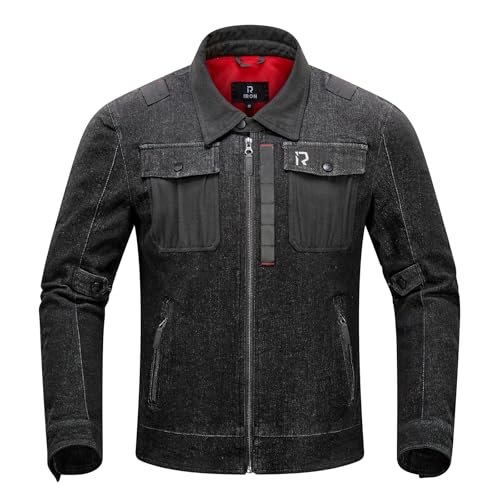 BORLENI Motorradjacke Denim Herren Motorrad Jeansjacke mit CE-Protektoren Atmungsaktiver Panzerschutz Hochglanz Reflektierend für Frühling Sommer Herbst XXL