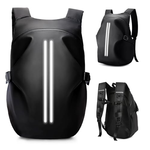 HYC00 Motorradrucksäcke für Herren, wasserdichter Helmrucksack, Motorradzubehör, Laptoptaschen, Reiserucksäcke, Schultaschen für Studenten,Schwarz L