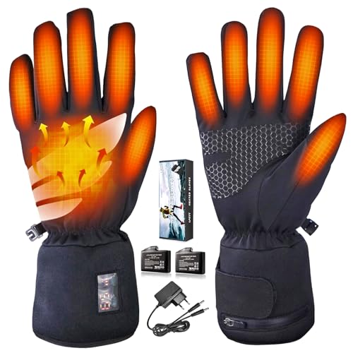 Beheizbare Handschuhe dünn Damen Herren Wiederaufladbar Akku Heated Gloves Elektrische Heizung Handschuhe 7.4V 2200MAH Wiederaufladbarem Akku Wärmende Handschuhe (M)