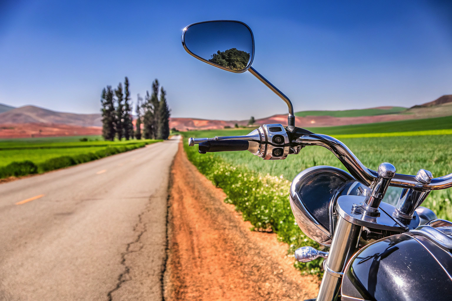 Motorradfahrer auf Landstraße