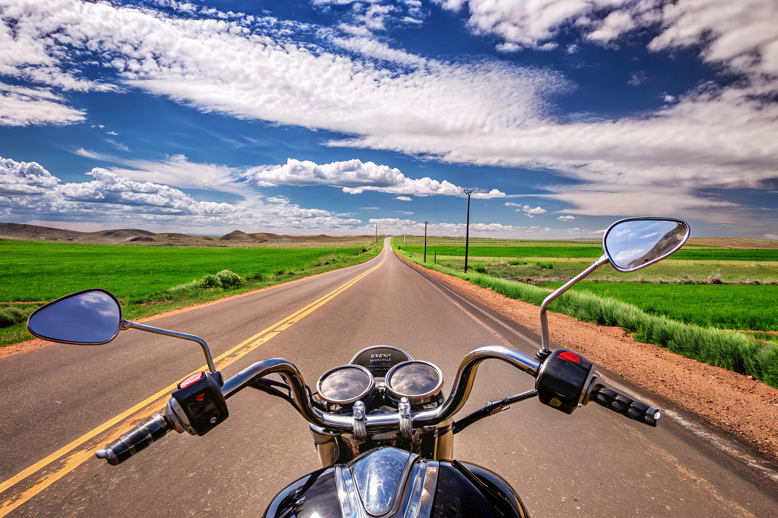 Motorradfahrer auf Landstraße