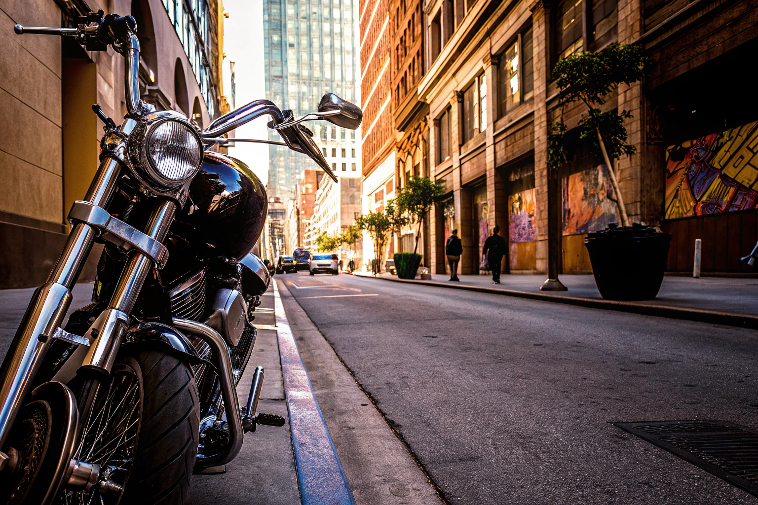 Motorradparken in der Stadt