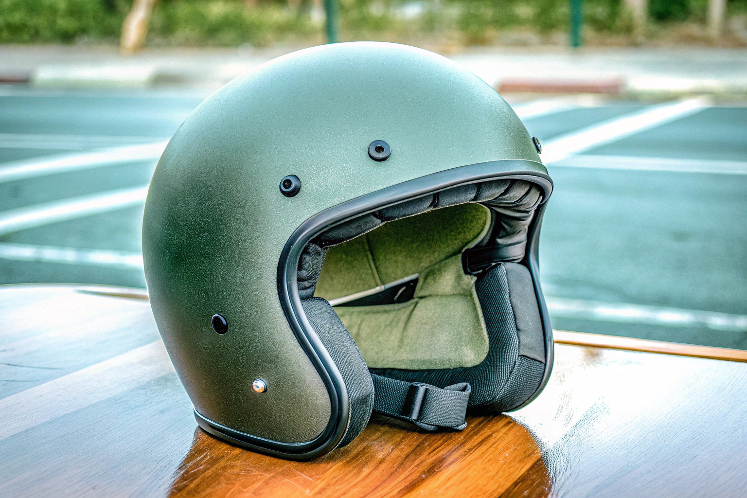 Motorradhelm in mattem Schwarz