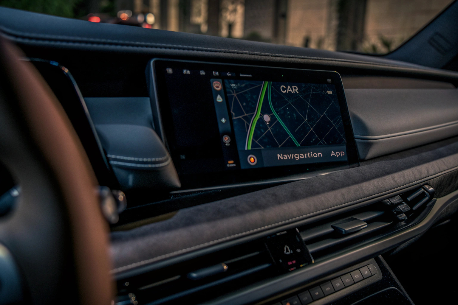 Modernes Auto-Display mit Navigations-App