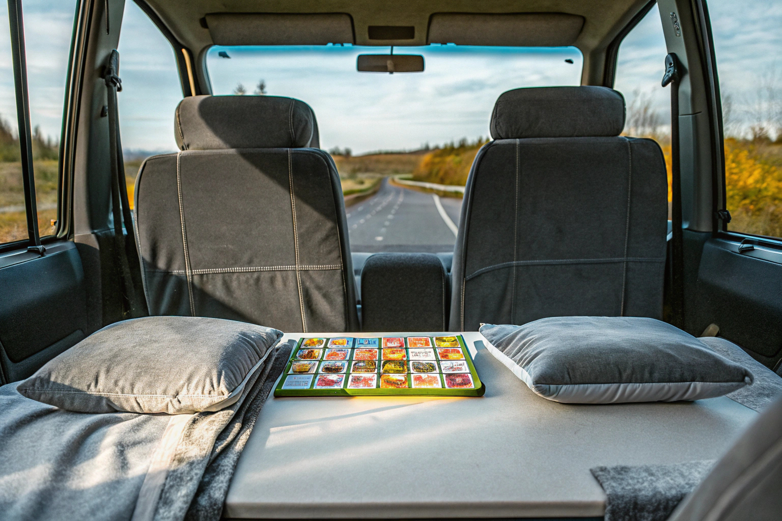 Kinder spielen Auto-Bingo im Auto