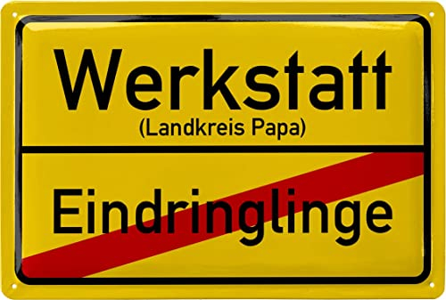 LANOLU Retro Blechschild Werkstatt Eindringlinge