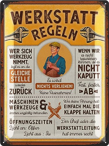 LANOLU XXL Retro Blechschild Werkstatt Schild