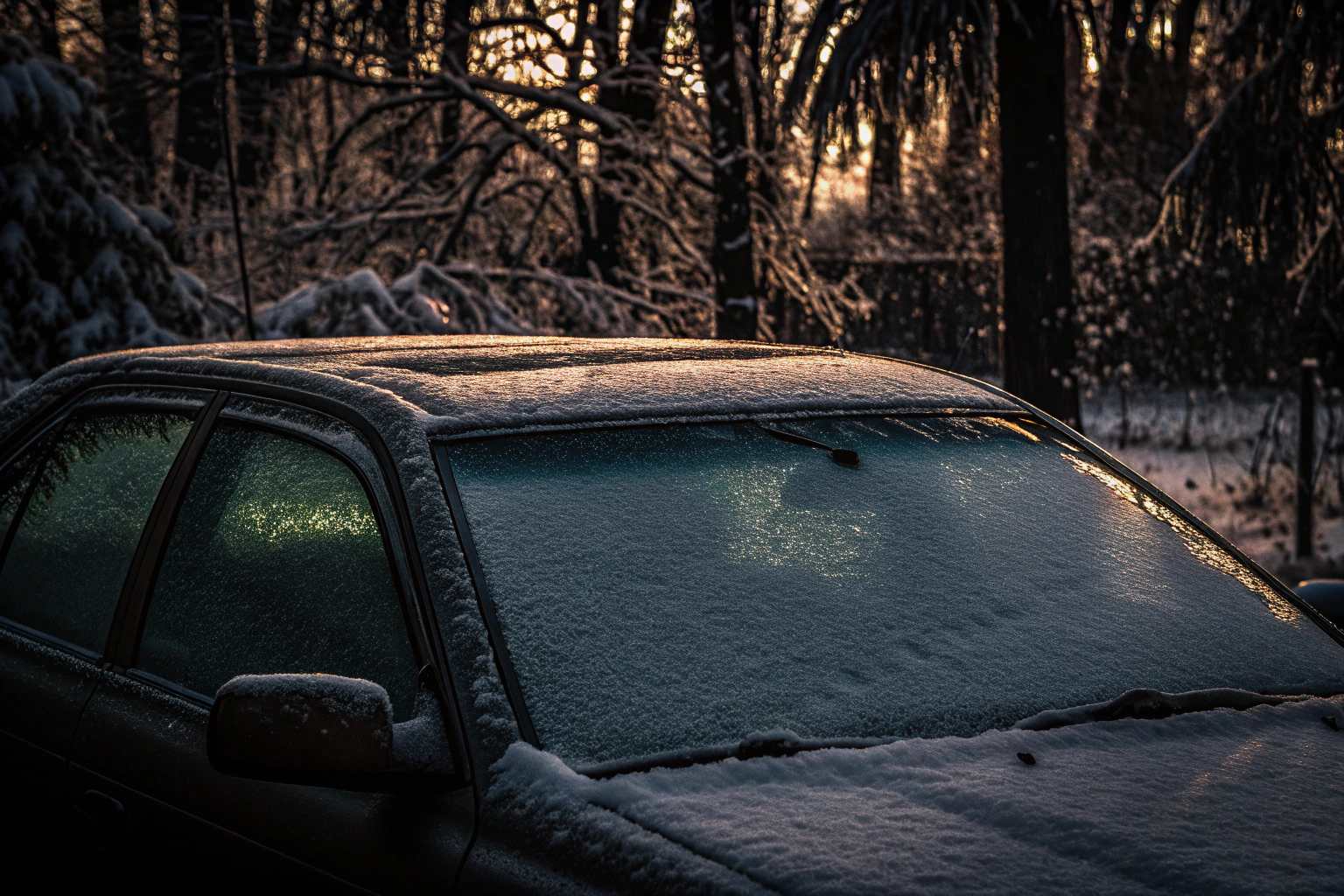 Auto im Winter mit klarem Fenster